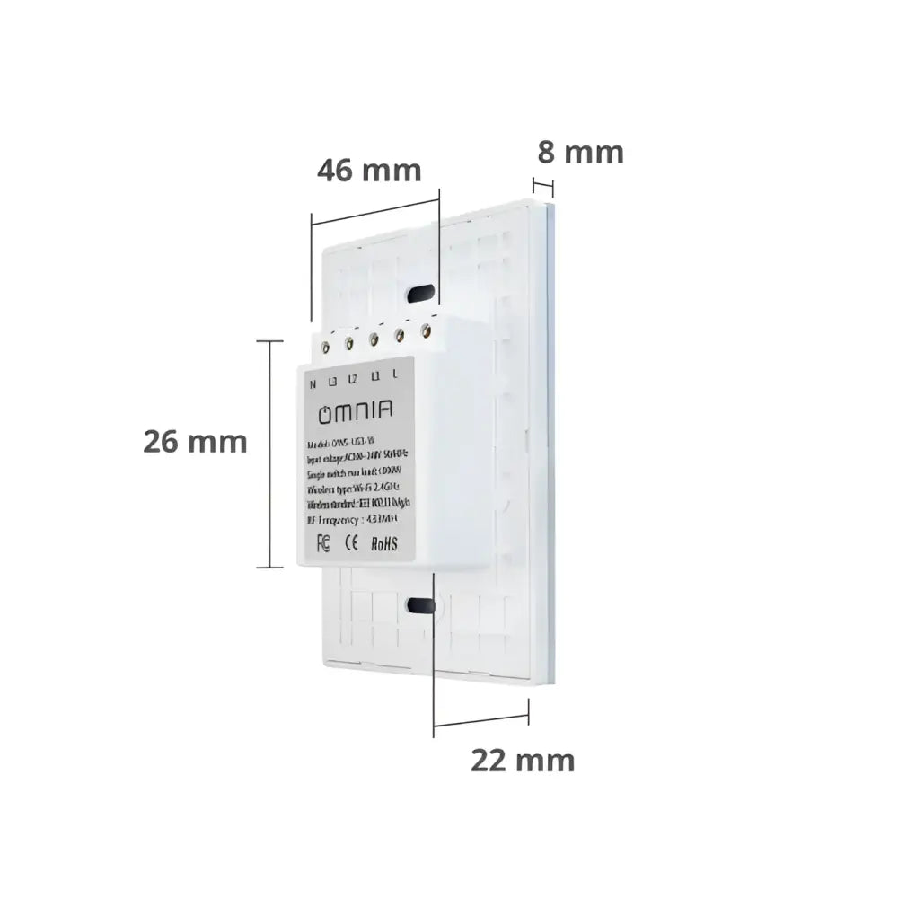 Apagador Inteligente Híbrido WiFi/RF 1 Vía Blanco Omnia (OWS-US1-W) - Apagadores