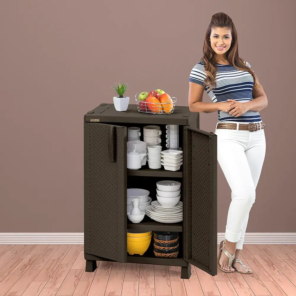 Armario Plástico Mediano Rattan Color Wengue Rimax (7189) - Roperos