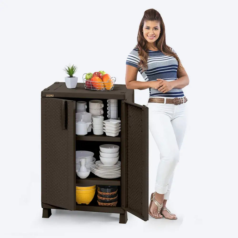 Armario Plástico Mediano Rattan Color Wengue Rimax (7189) - Roperos