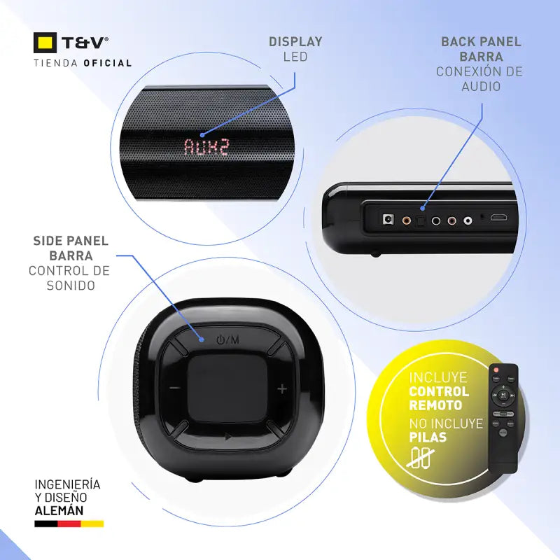 Barra de Sonido 2.1 Canales con Subwoofer 150W Thonet & Vander KINO (HK096-03641)