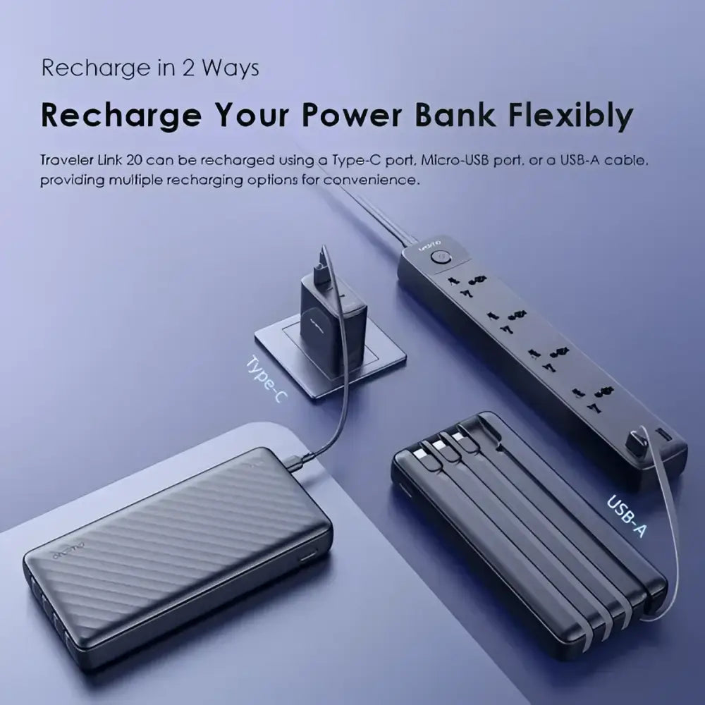 Batería Externa Oraimo Traveler Link 20 de 20.000mAh 12W Negra (OPB P5201) Baterías Portátiles
