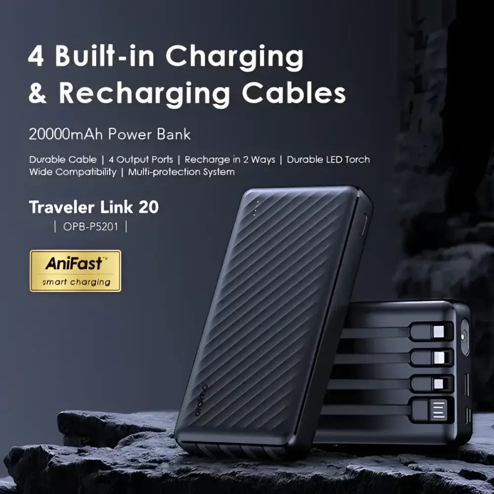 Batería Externa Oraimo Traveler Link 20 de 20.000mAh 12W Negra (OPB P5201) Baterías Portátiles