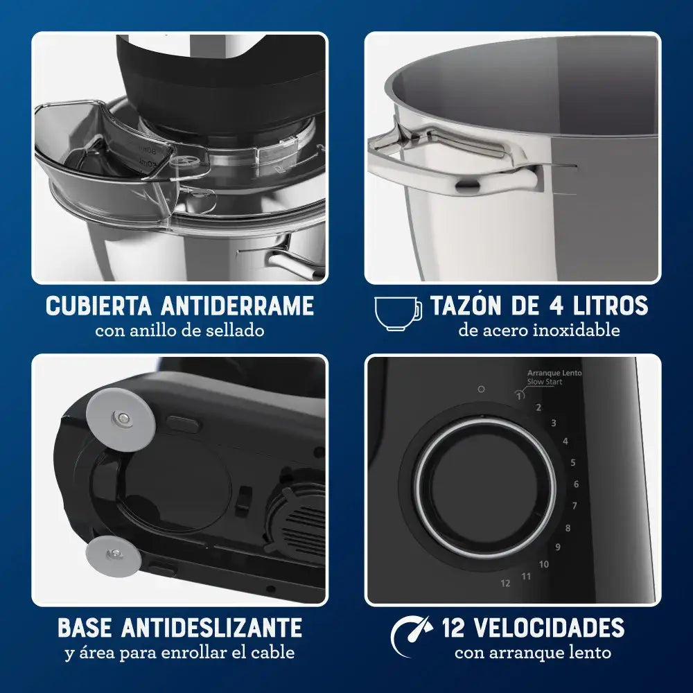 Batidora Planetaria Oster 12 Velocidades 4 Litros 850W Negra (FPSTSMPL2B) Batidoras