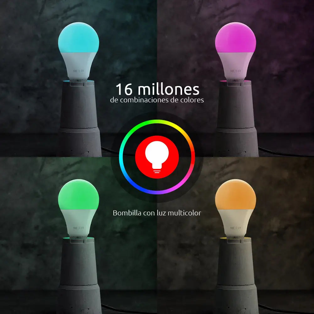 Bombillo Inteligente Wi-Fi LED Multicolor A19 2PK Nexxt (NHB-C110M 2PK)