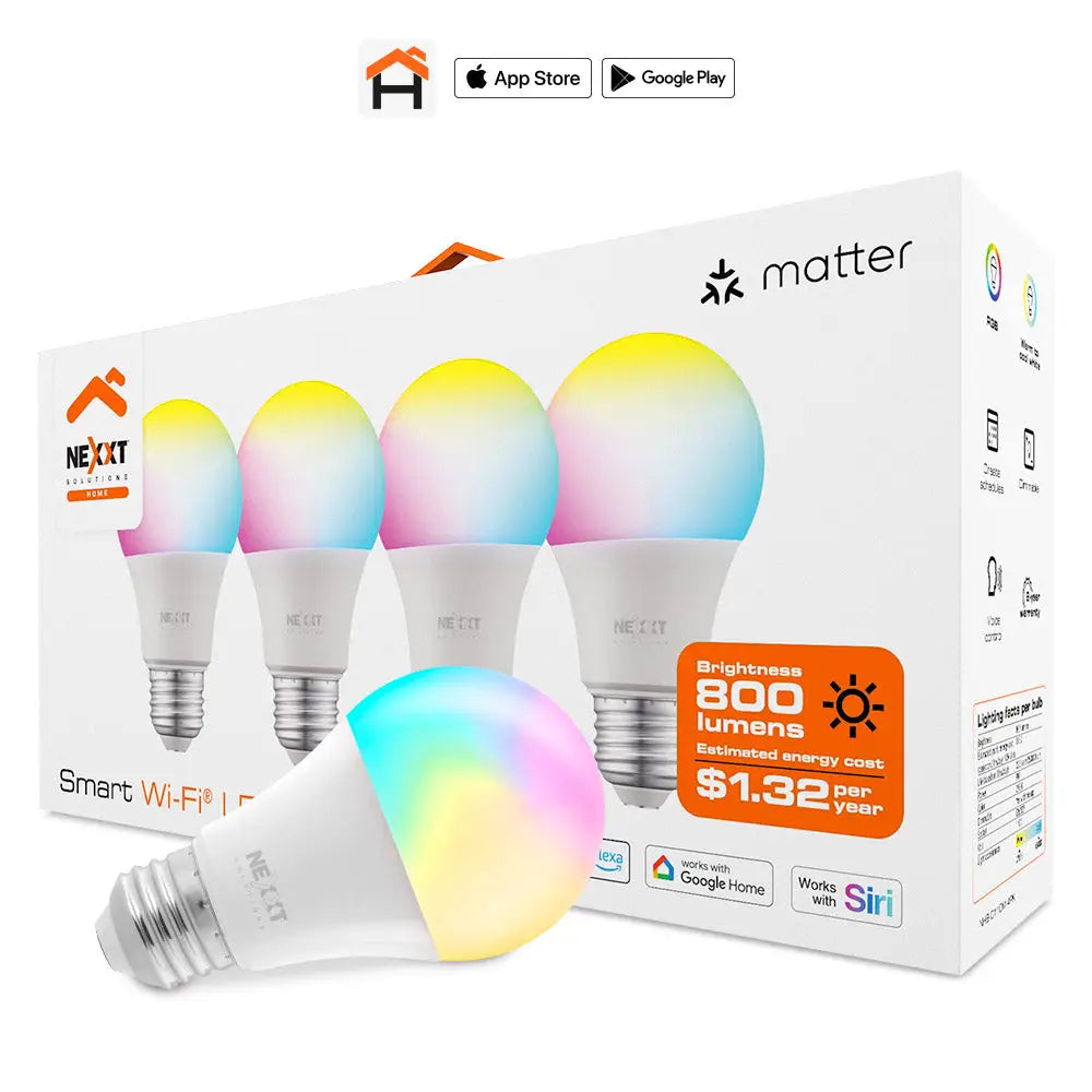 Bombillo Inteligente Wi-Fi LED Multicolor A19 4PK Nexxt (NHB-C110M 4PK)