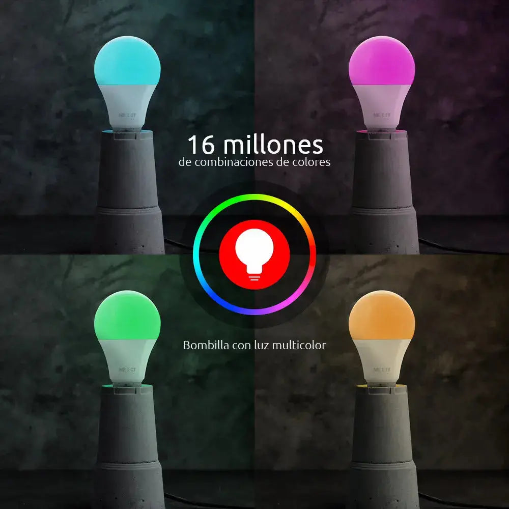 Bombillos Inteligentes Wi-Fi LED Multicolor Pack 2 Unidades Nexxt (NHB-C1102PK) - Bombillo