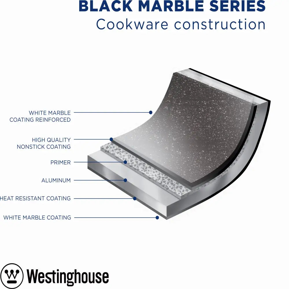 Cacerola Baja con Tapa Acabado Mármol Negro 32 cm Westinghouse (WCCC0085L32MBB)