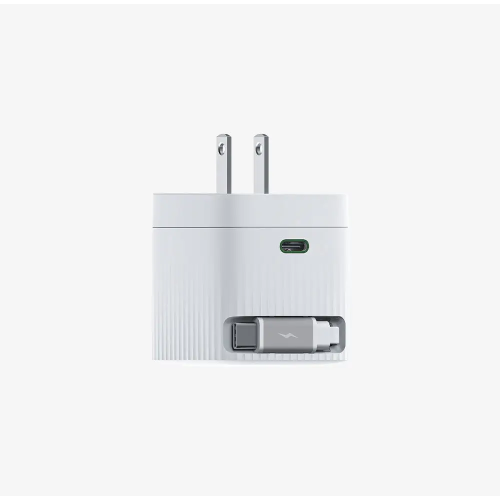 Cargador Rápido de Pared USB-C 67W 2 Puertos Cable Retráctil HIKSEMI Blanco (HS-HUB-GAN67) - Cargadores