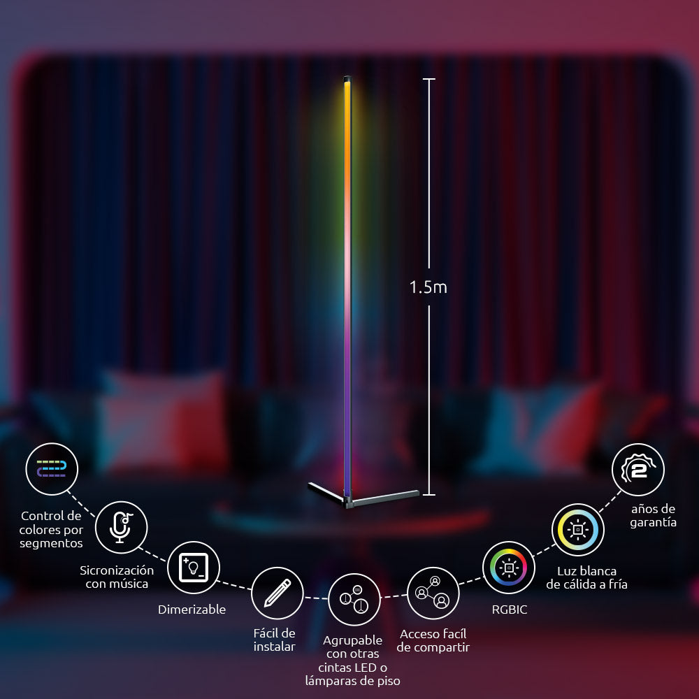 Lámpara LED de Piso Inteligente Wi-Fi 1.5m Nexxt (NHB-S710) yapcr.com Costa Rica