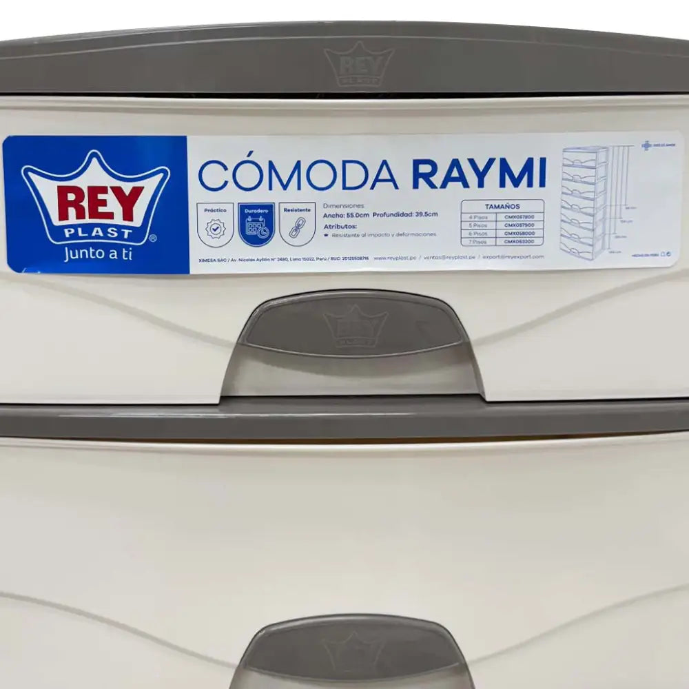 Cómoda 6 Gavetas Raymi Beige con Taupe Reyplast (CMX070700) - Gaveteros