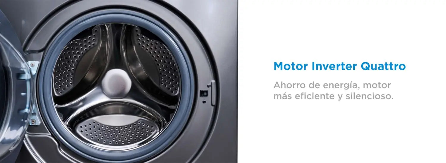 Tambor de Lavadora/Secadora Midea con motor inverter para lavado ultra y rápido.