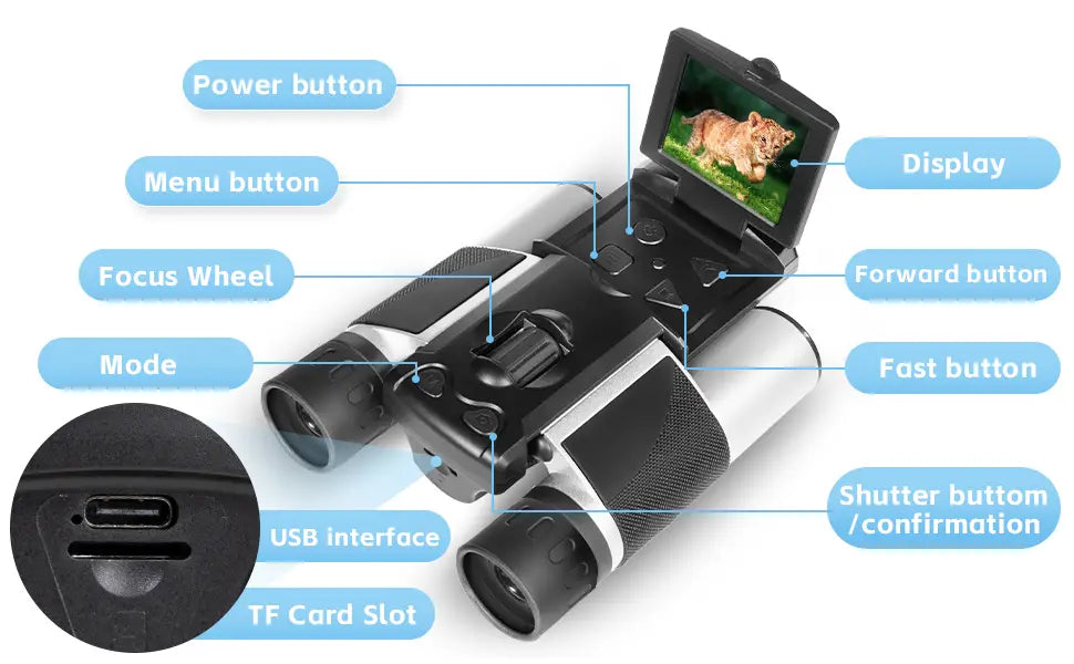 Binoculares digitales con pantalla LCD, cámara 40MP y zoom óptico en YS002
