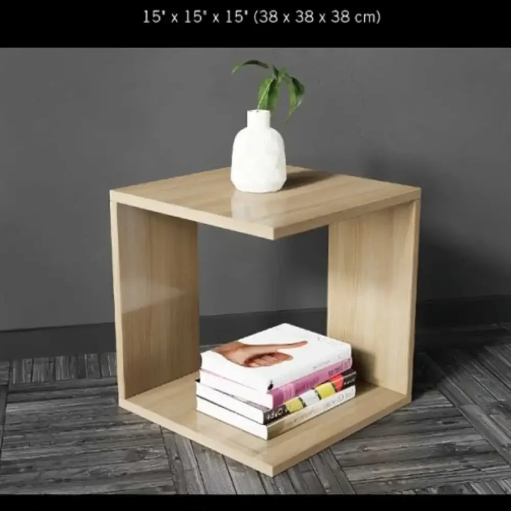 Estante de Cubo Roble Claro 38x38x38 cm Kenneth Cole (KCWD2022053-OA) - Mesa Esquinera