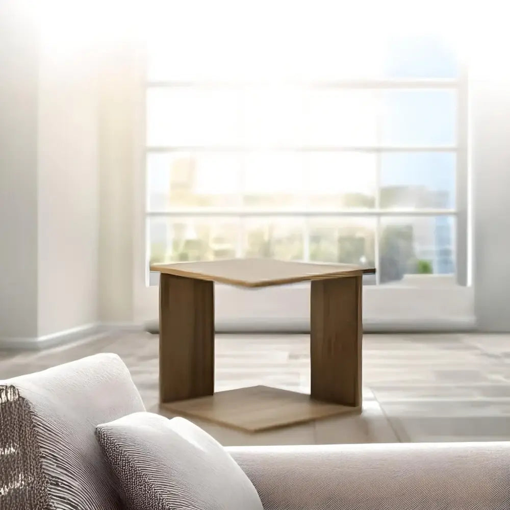 Estante de Cubo Roble Claro 38x38x38 cm Kenneth Cole (KCWD2022053-OA) - Mesa Esquinera