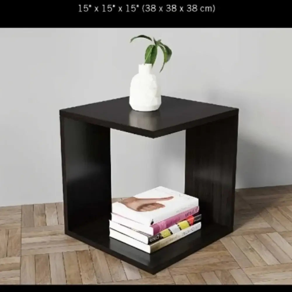 Estante de Cubo Roble Oscuro 38x38x38 cm Kenneth Cole (KCWD2022053-BR) - Mesa Esquinera