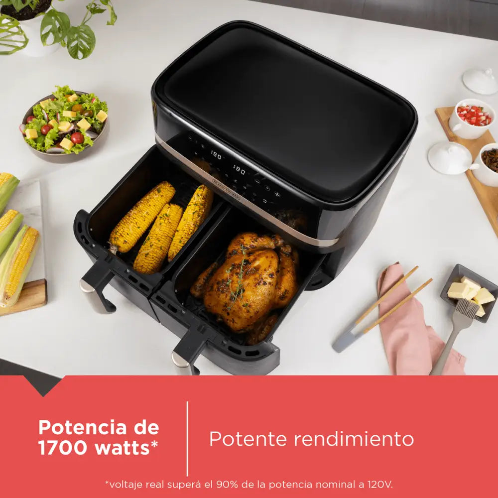 Freidora de Aire Doble Purifry Digital 9 Litros Black + Decker Negra (AFBD92-1BDLA) - Freidoras