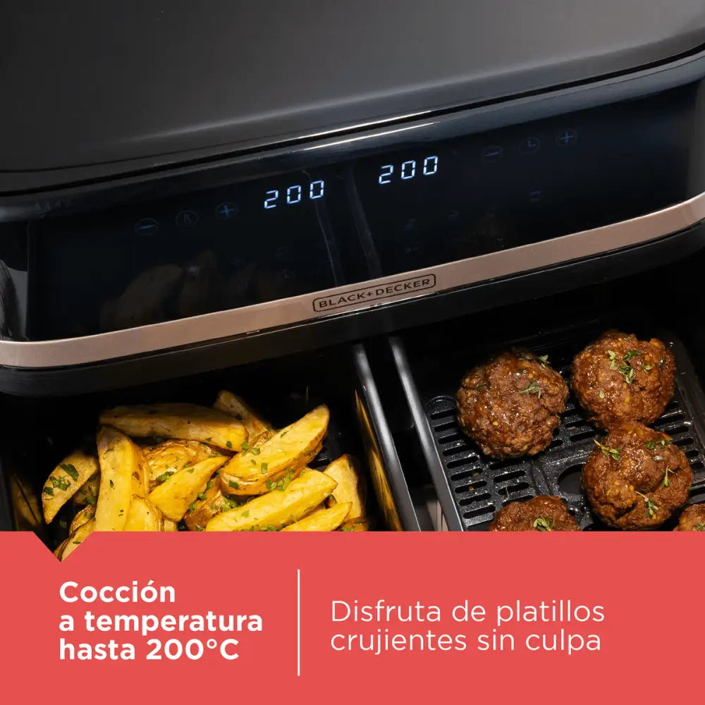 Freidora de Aire Doble Purifry Digital 9 Litros Black + Decker Negra (AFBD92-1BDLA) - Freidoras