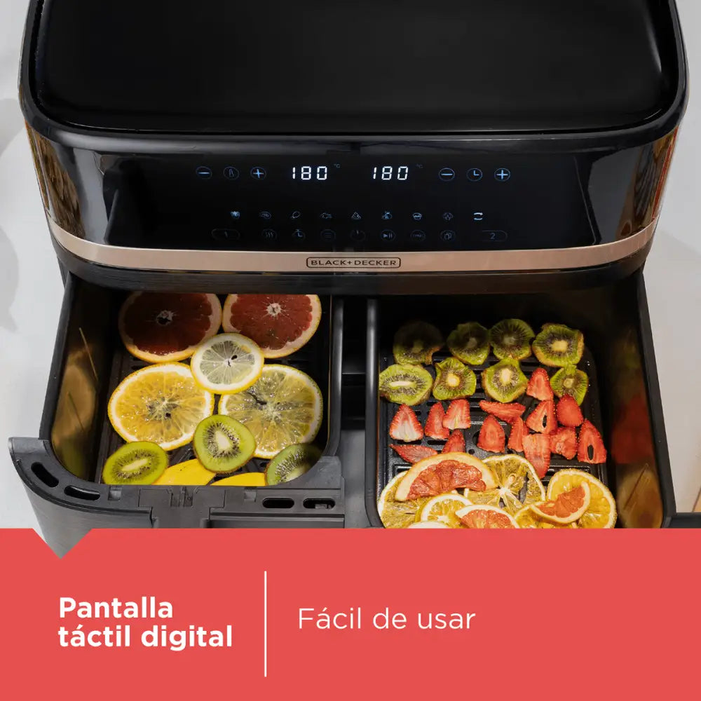 Freidora de Aire Doble Purifry Digital 9 Litros Black + Decker Negra (AFBD92-1BDLA) - Freidoras