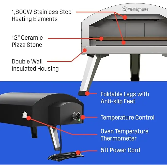 Horno Eléctrico para Pizza 12’’ Westinghouse (WBGLEG1201C18) - Hornos