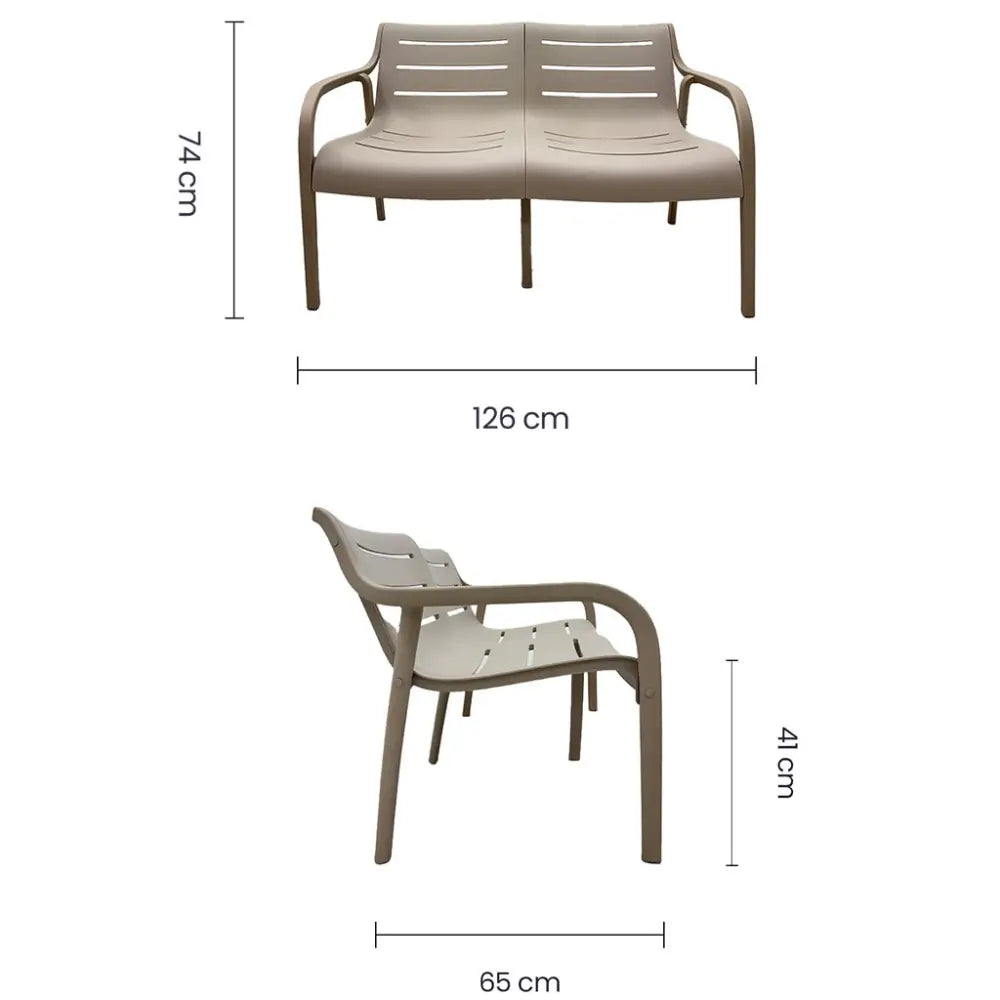 Juego de Terraza 2-1-1 con Mesa Plástico Color Taupe Tokoa (EX-7181)