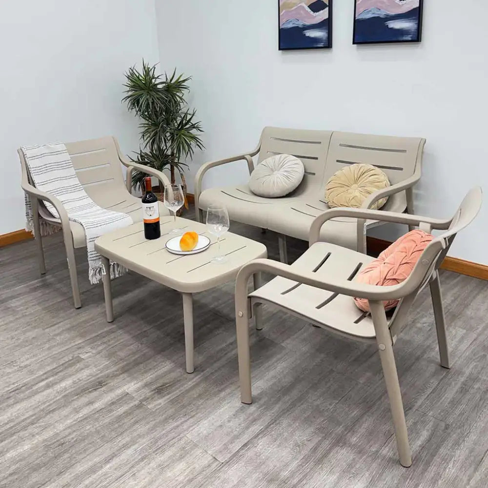 Juego de Terraza 2-1-1 con Mesa Plástico Color Taupe Tokoa (EX-7181)