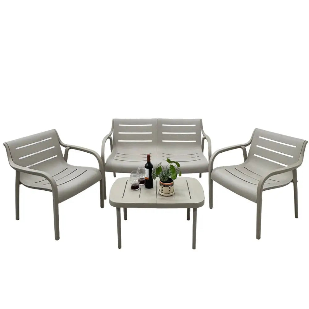 Juego de Terraza 2-1-1 con Mesa Plástico Color Taupe Tokoa (EX-7181)
