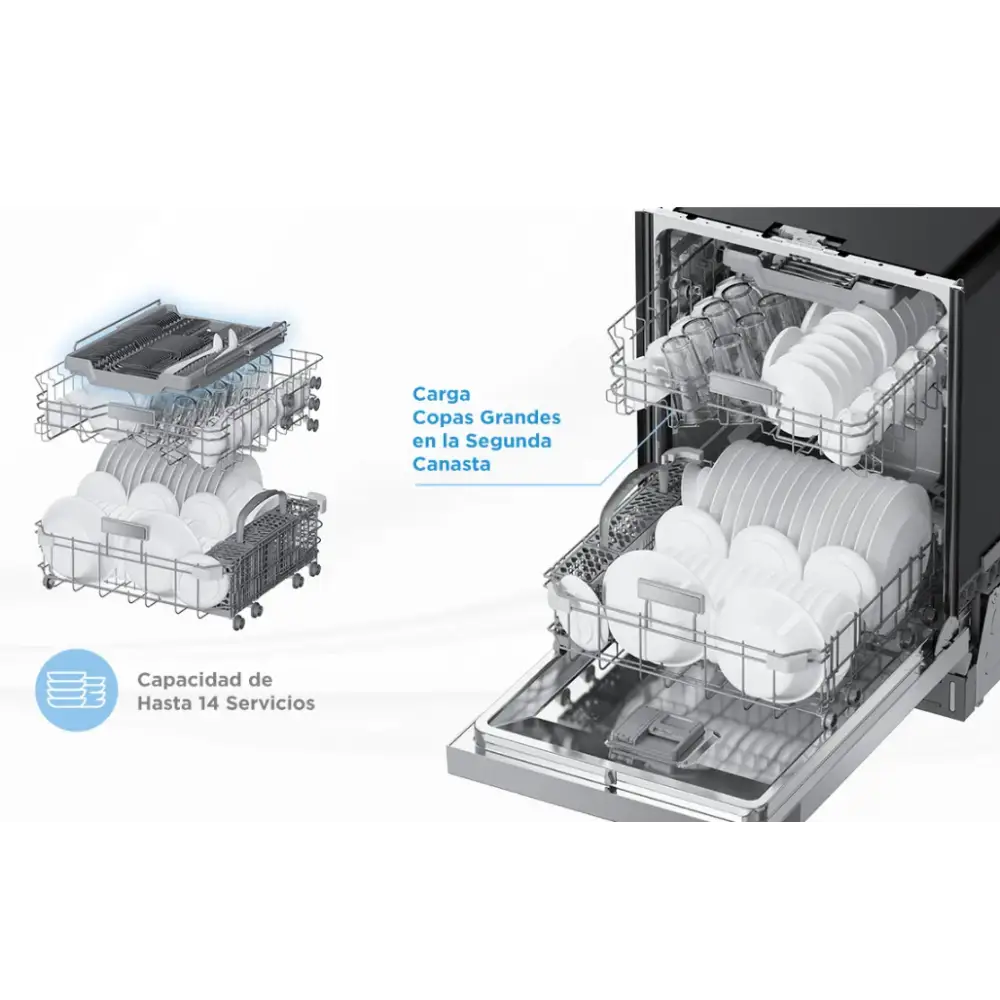 Lavaplatos Midea Sense Wash Empotrable 14 Servicios Silver (MDWPS1401KSS)