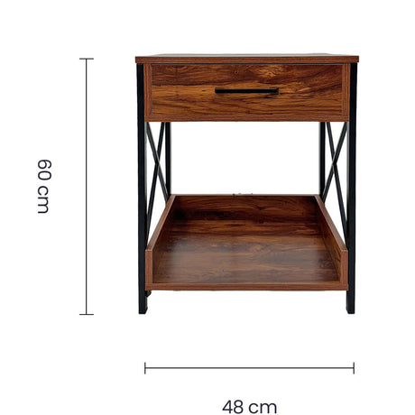 Mesa Auxiliar Tokoa con una Gaveta y Tomas USB (ME-595) yapcr.com Costa Rica