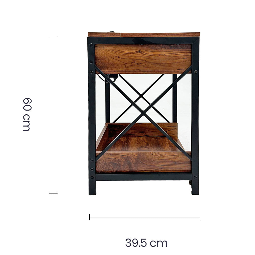 Mesa Auxiliar Tokoa con una Gaveta y Tomas USB (ME-595) yapcr.com Costa Rica