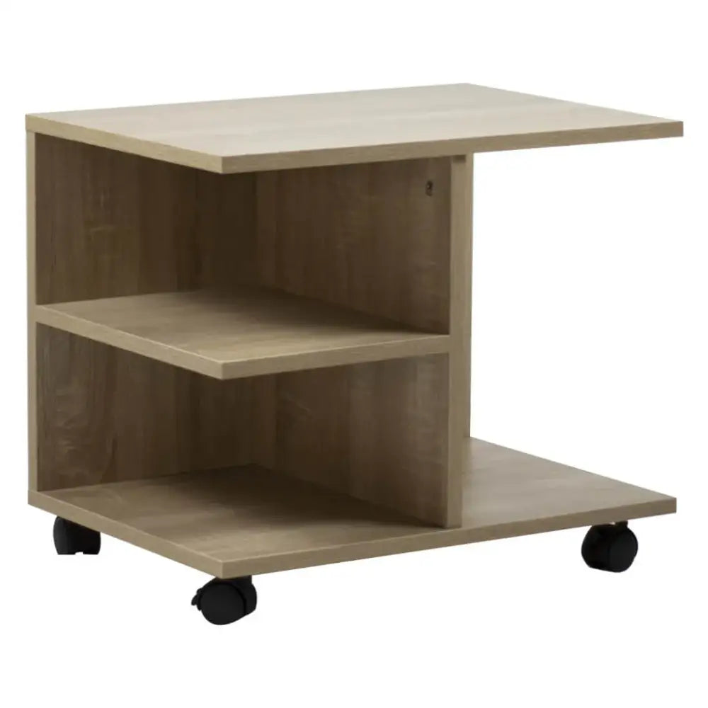 Mesa Auxiliar Moderna con Rodines Roble Claro 50x42.5x35 cm Kenneth Cole (KCWD2022057-O)