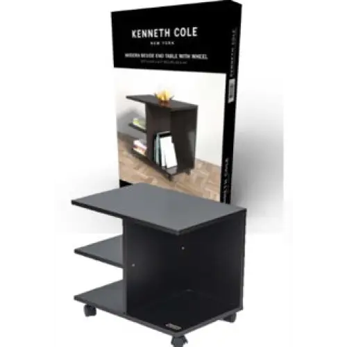 Mesa Auxiliar Moderna con Rodines Roble Oscuro 50x42.5x35 cm Kenneth Cole (KCWD2022057-B)