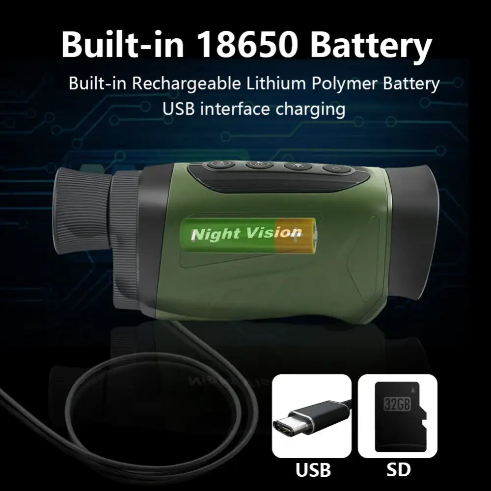 Monocular Infrarrojo Digital de Visión Nocturna KONDIAN Verde (YS006) - Binocular