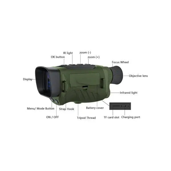 Monocular Infrarrojo Digital de Visión Nocturna KONDIAN Verde (YS006) - Binocular