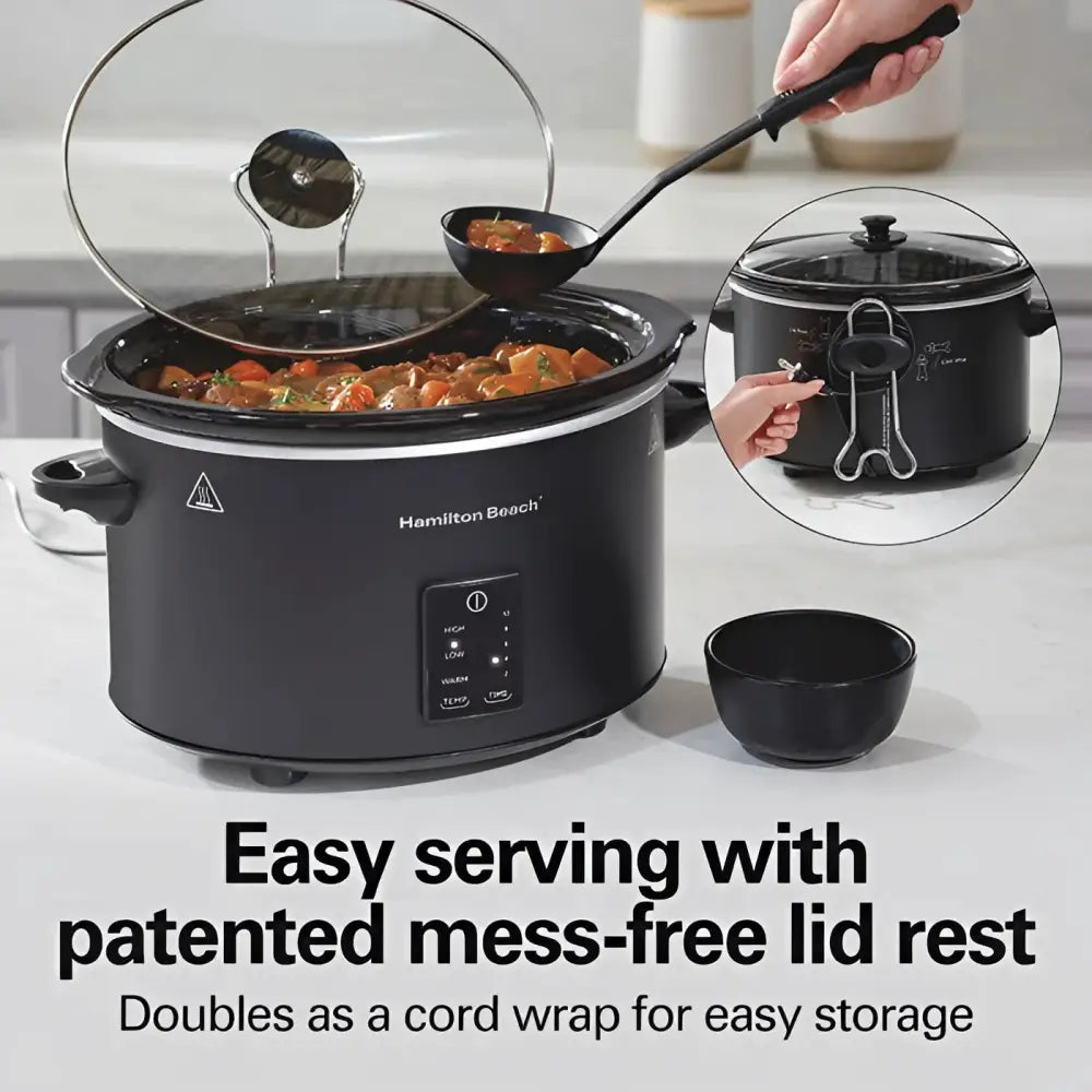 Olla de Cocimiento Lento Programable 5 Qt Negra Hamilton Beach (33752) Ollas