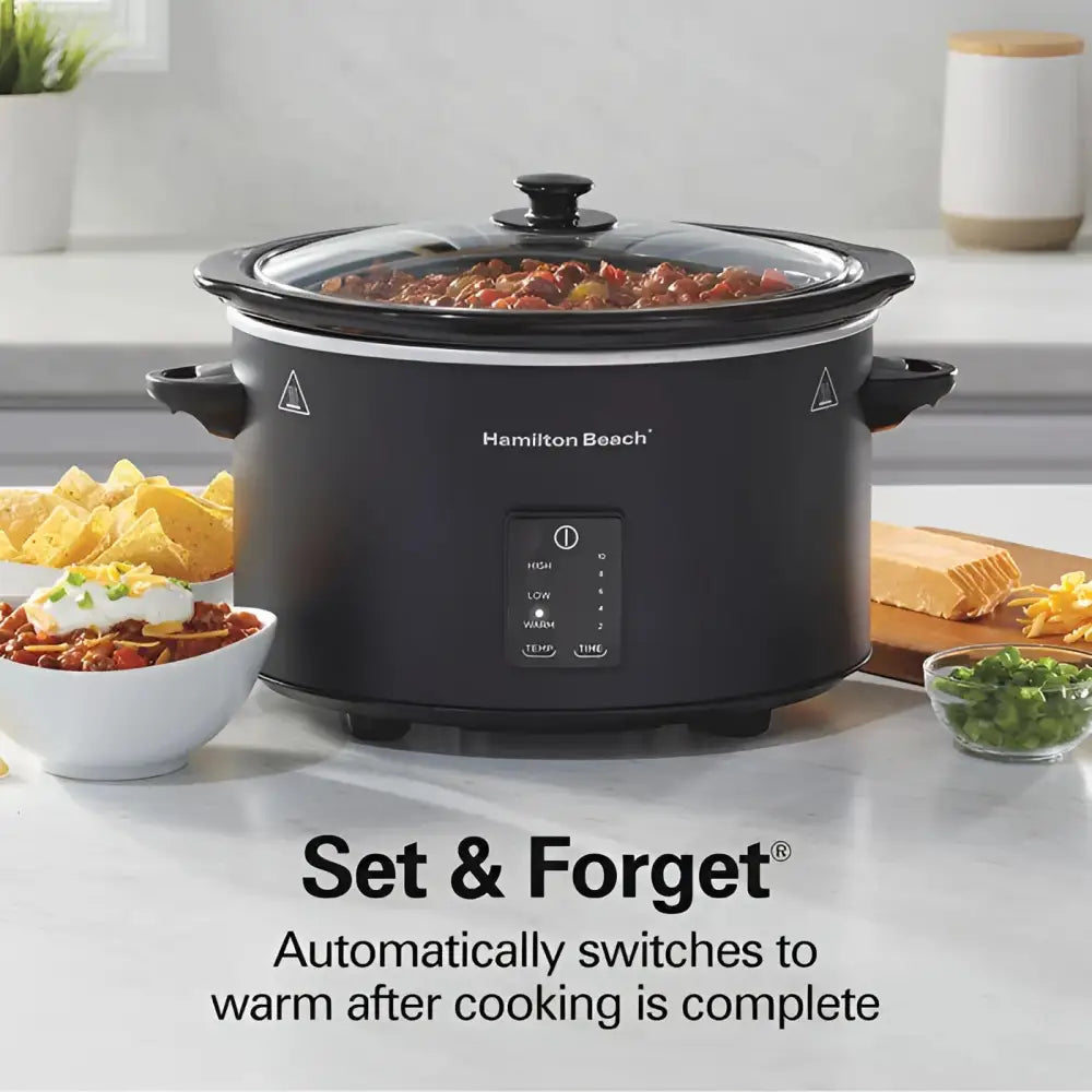 Olla de Cocimiento Lento Programable 5 Qt Negra Hamilton Beach (33752) Ollas