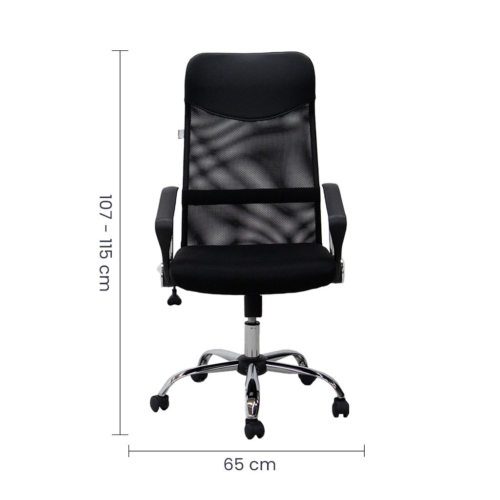 Silla Ejecutiva Malla Negra con Brazos y Respaldo Reclinable Tokoa (OS-QZY2501) yapcr.com Costa Rica