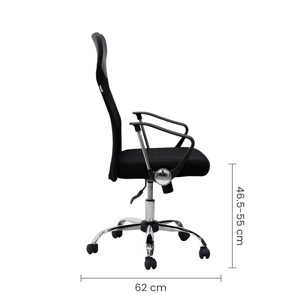 Silla Ejecutiva Malla Negra con Brazos y Respaldo Reclinable Tokoa (OS-QZY2501) yapcr.com Costa Rica