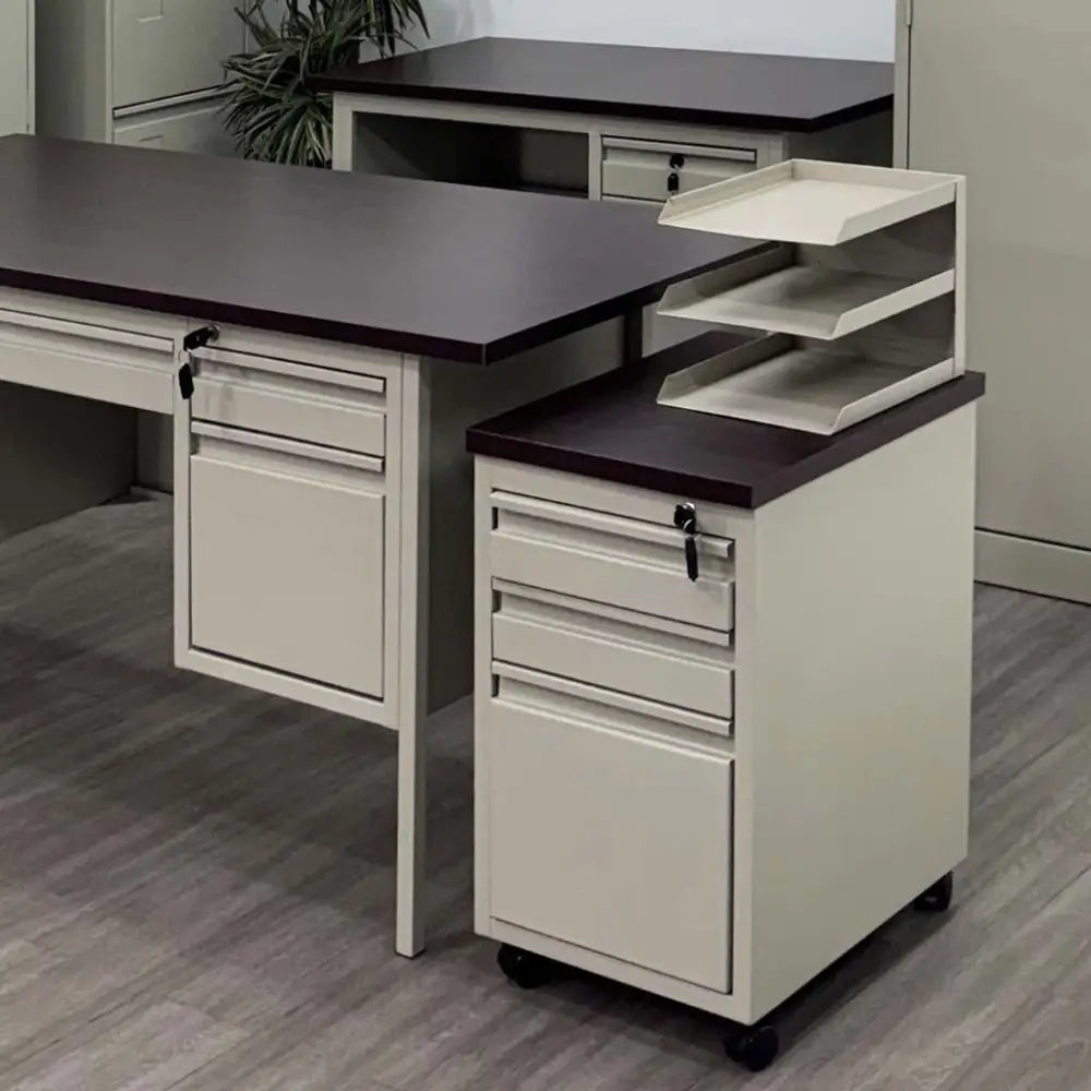 Papelera de 3 Niveles Beige Continental (OM-9072) - Papeleras