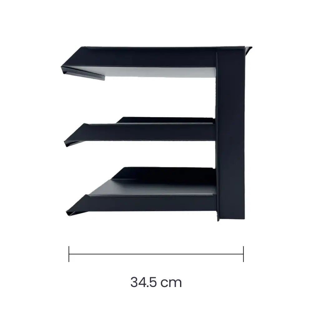 Papelera de 3 Niveles Negra Continental (OM-9073) - Papeleras