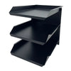 Papelera de 3 Niveles Negra Continental (OM-9073) - Papeleras