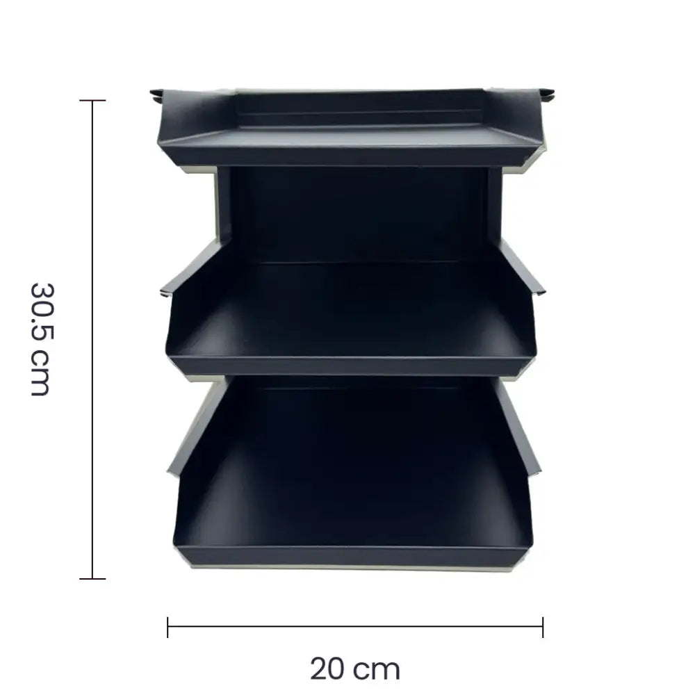 Papelera de 3 Niveles Negra Continental (OM-9073) - Papeleras
