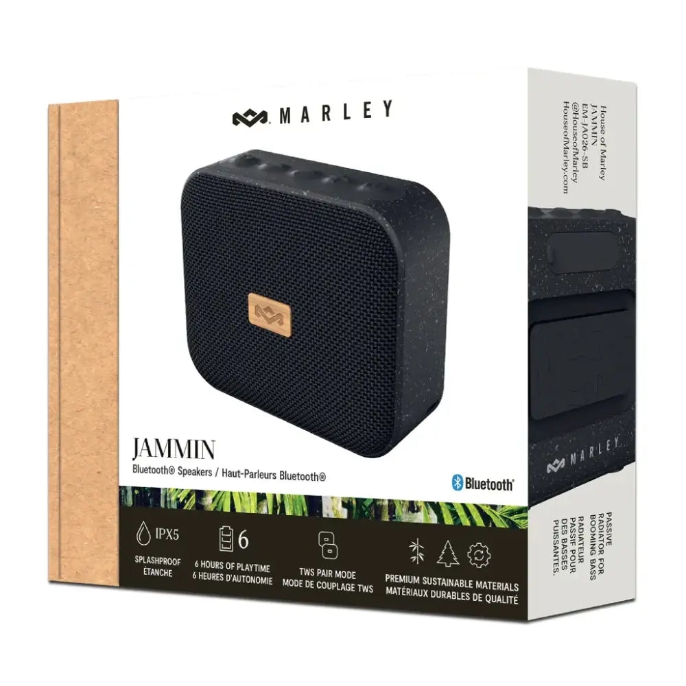 Parlante Inalámbrico Portátil Bluetooth House of Marley Jammin Negro (EM-JA026-SB) - Parlantes