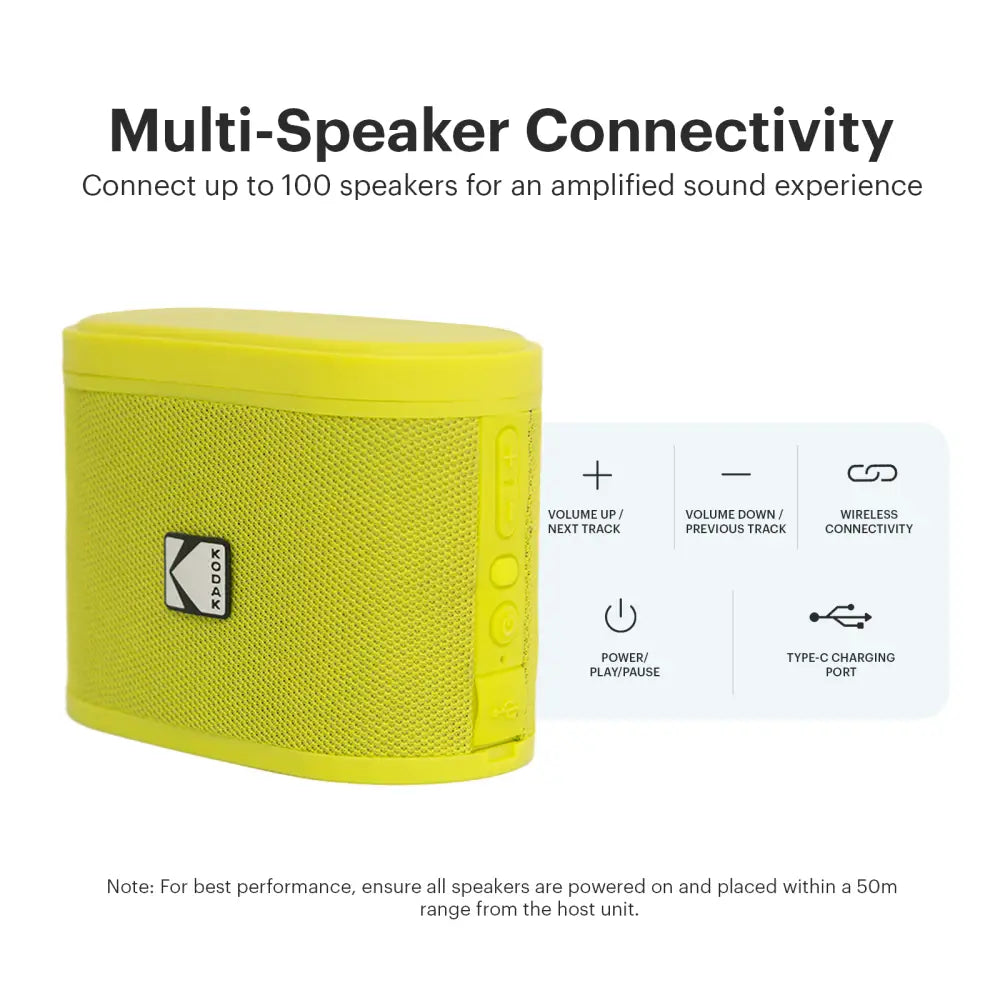 Parlante Inalámbrico Portátil Bluetooth Kodak Soundbrix Amarillo (B0DQVDFXZH) - Parlantes