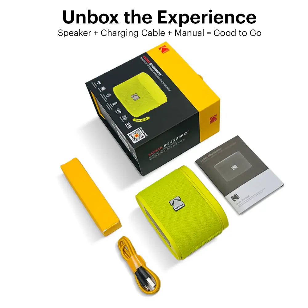 Parlante Inalámbrico Portátil Bluetooth Kodak Soundbrix Amarillo (B0DQVDFXZH) - Parlantes