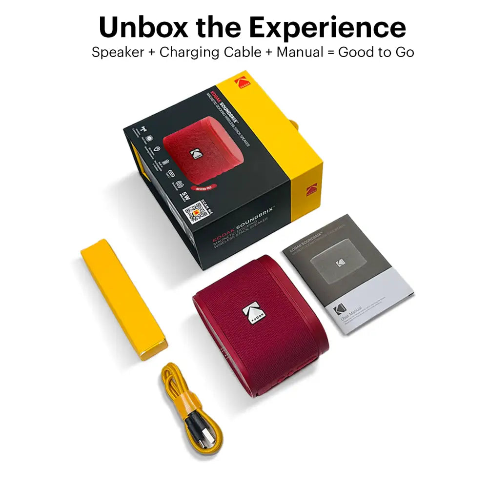 Parlante Inalámbrico Portátil Bluetooth Kodak Soundbrix Rojo (B0DQVCD3VX) - Parlantes