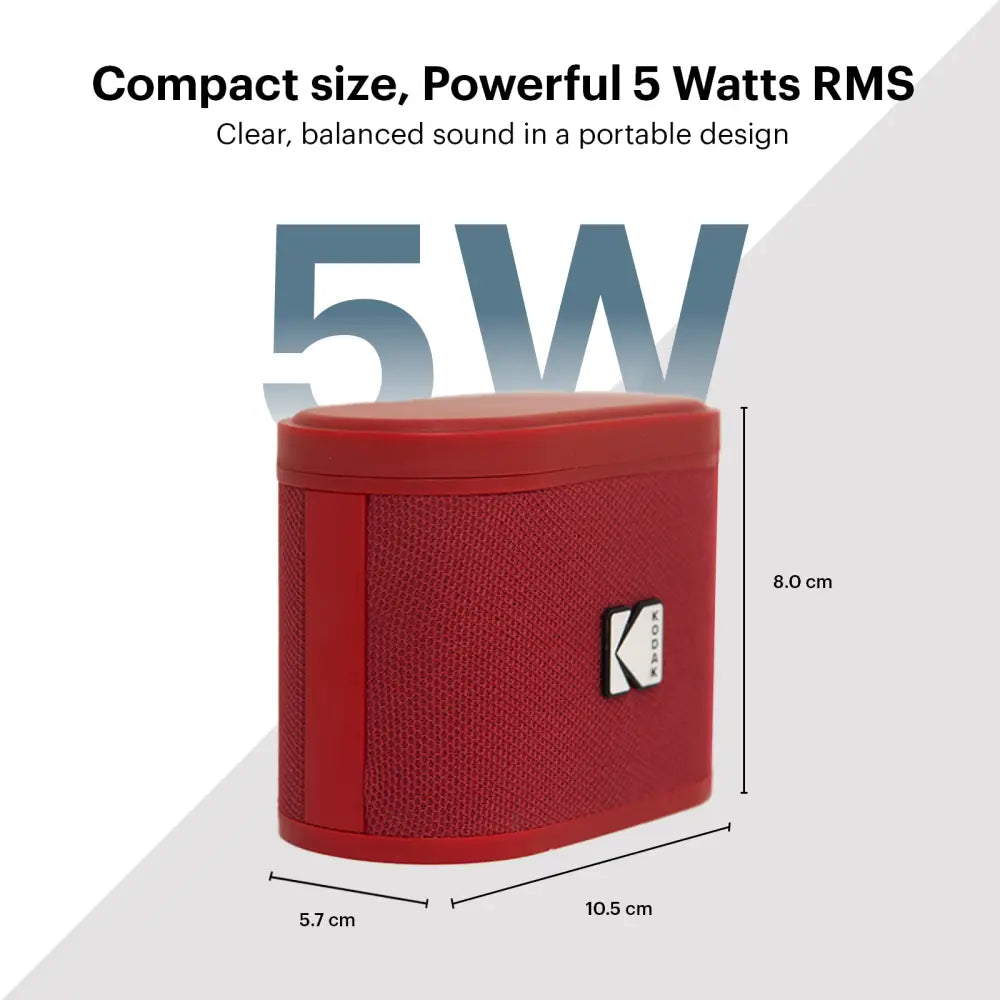 Parlante Inalámbrico Portátil Bluetooth Kodak Soundbrix Rojo (B0DQVCD3VX) - Parlantes
