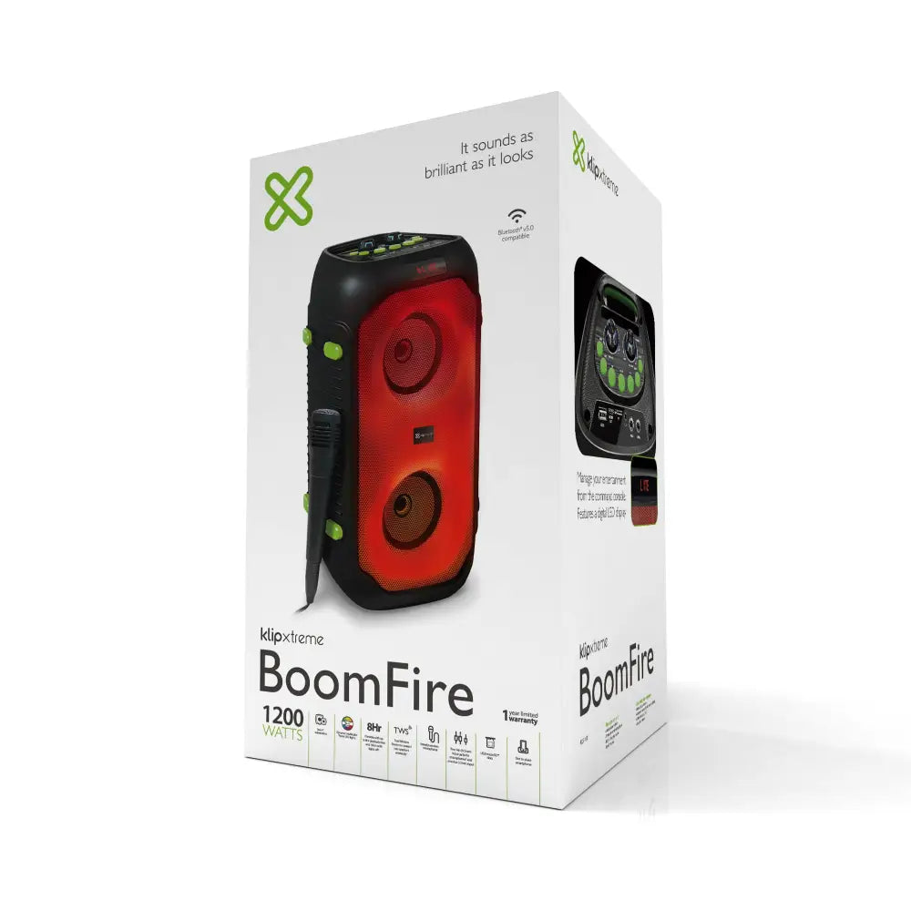 Parlante Inalámbrico Portátil con Micrófono Klip Xtreme BoomFire (KLS-100) - Parlantes