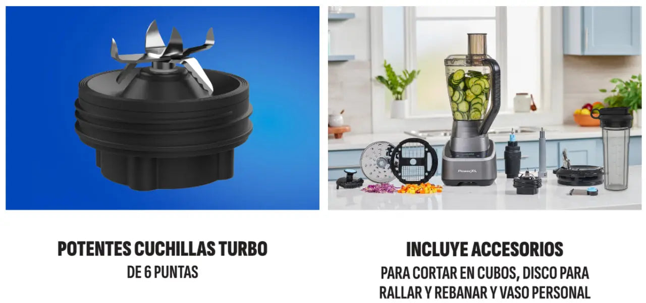 Blender y accesorios del Licuadora y Procesador de Alimentos Sensimax 2 Litros PowerXL con funciones sensitivas inteligentes