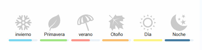 Iconos de clima y estaciones con barras de colores en Perfume Valentino Donna Born in Roma
