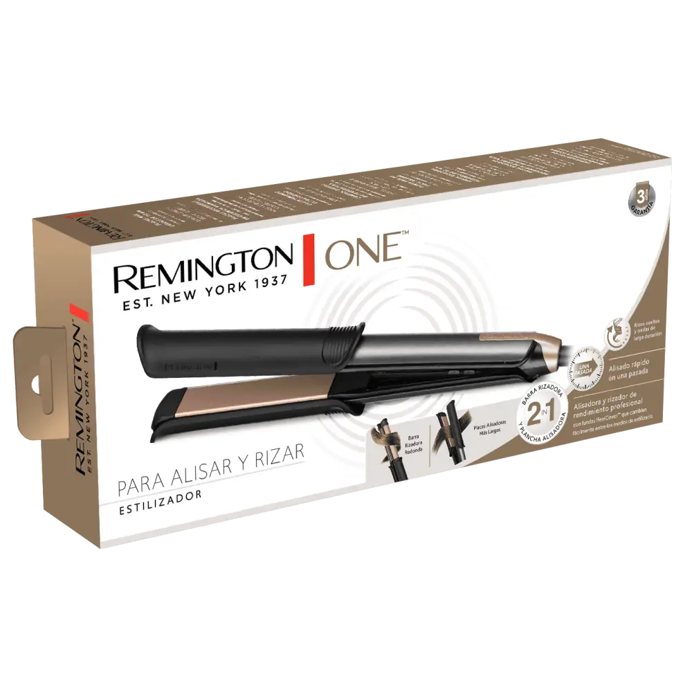 Plancha y Rizador de Cabello 2 en 1 con Terapia Biotina Colágeno Remington (S33A-110F) - Planchas